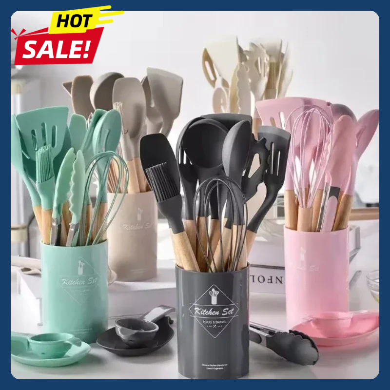 Kitchen Gadgets Under 100 - 12Pcs Silicone Utensils Set Non-Stick Cookware