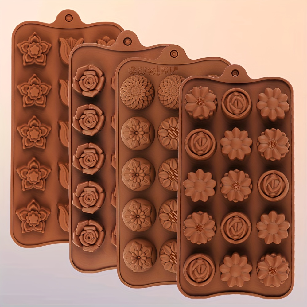 Silicone Mold Baking - 4 Flower-Shaped Chocolate Candy Molds Made