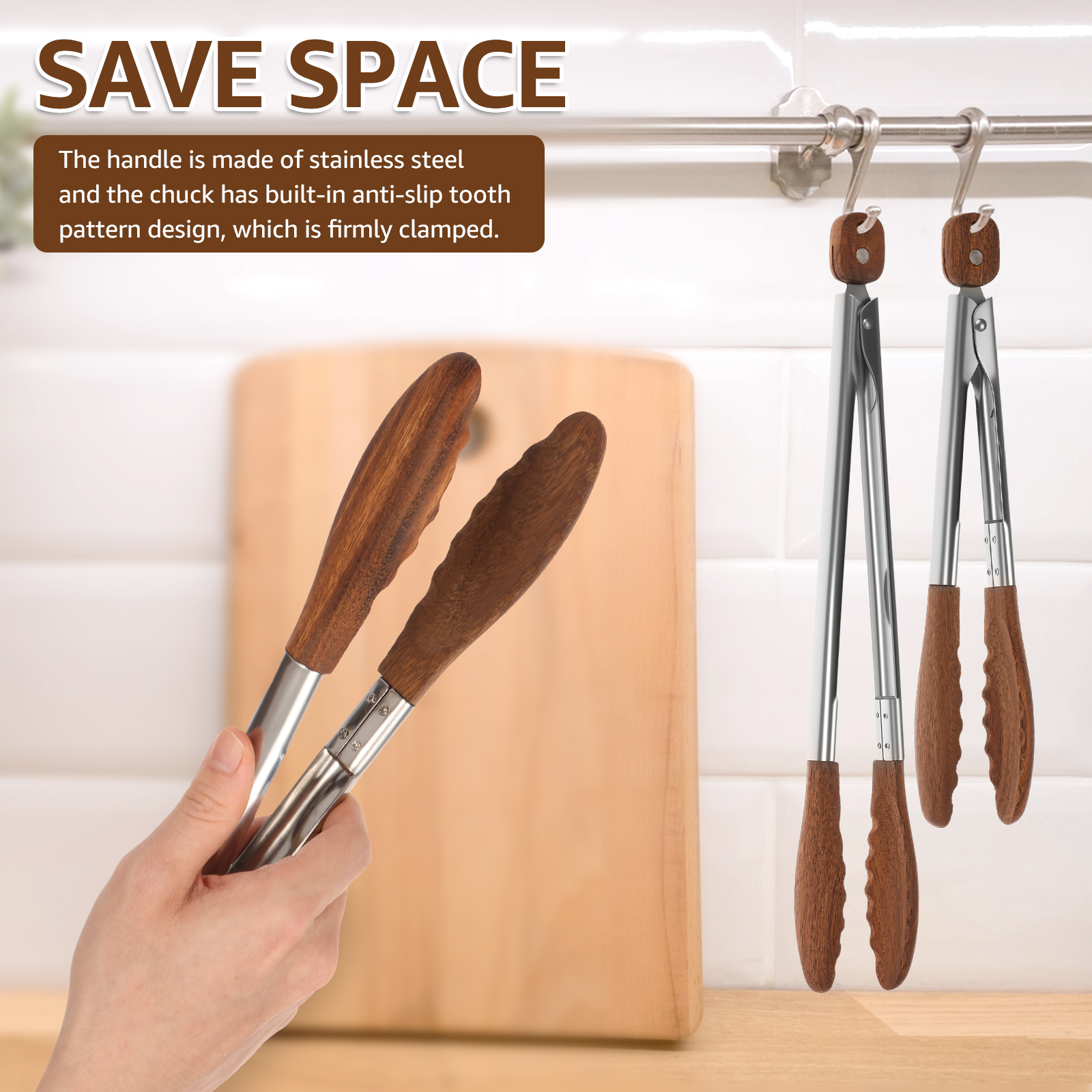 2/3 Pcs Food Tongs Walnut Wood - огляд і ціна Kitchen Gadgets Products