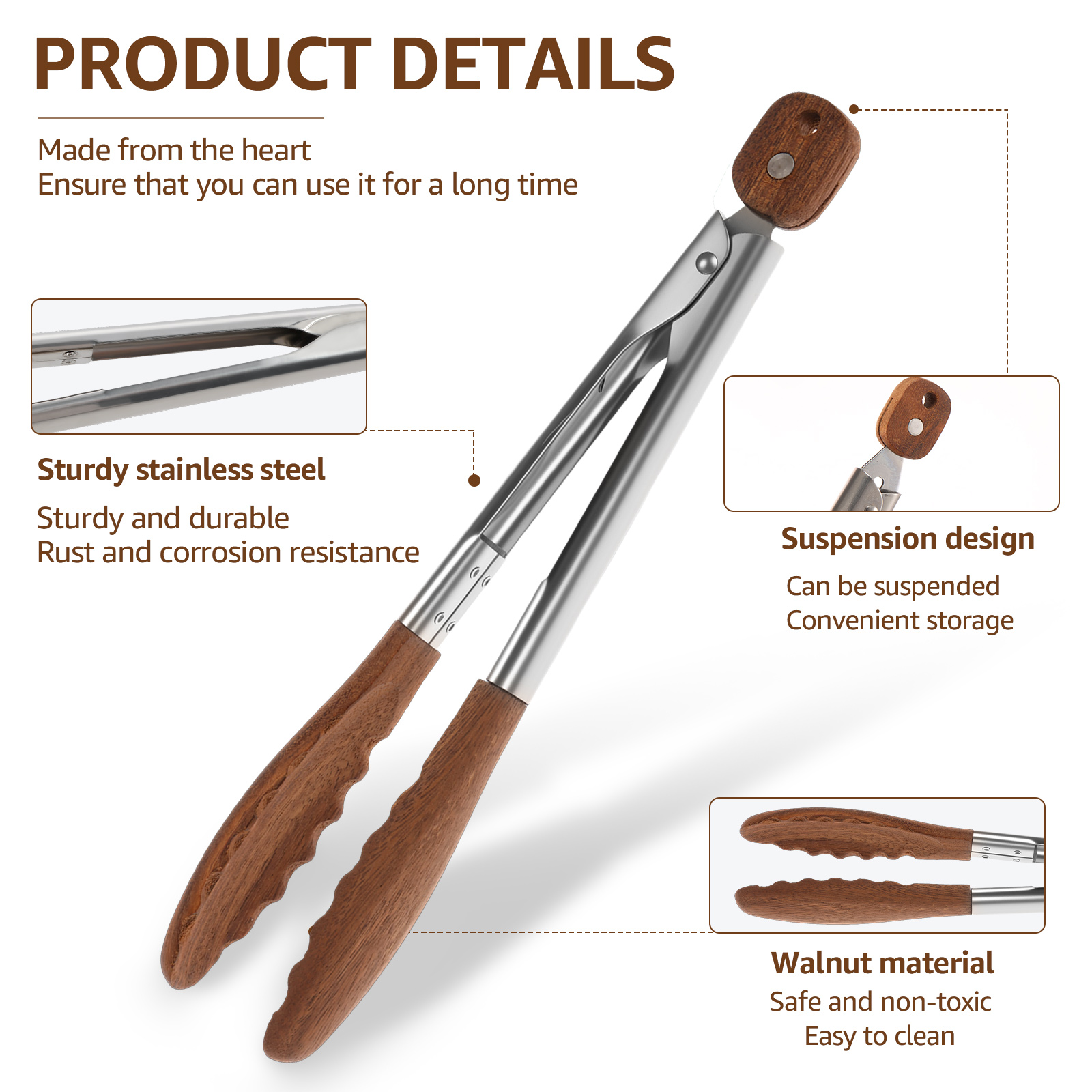 2/3 Pcs Food Tongs Walnut Wood - огляд і ціна Kitchen Gadgets Products